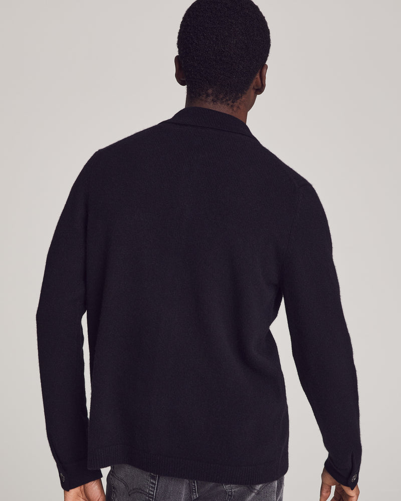 Man wearing Bruckner Shirt Jacket in Black
