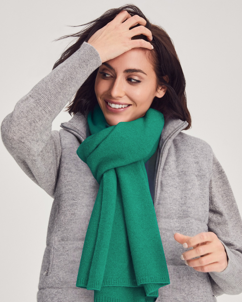 Woman wearing Kennedy Travel wrap in Green