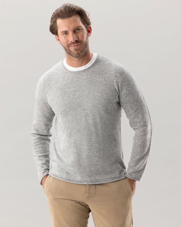 Man wearing Nomad Sweater in Sterling