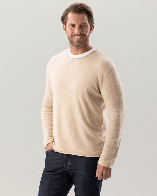 Man wearing Nomad Sweater in Oatmeal