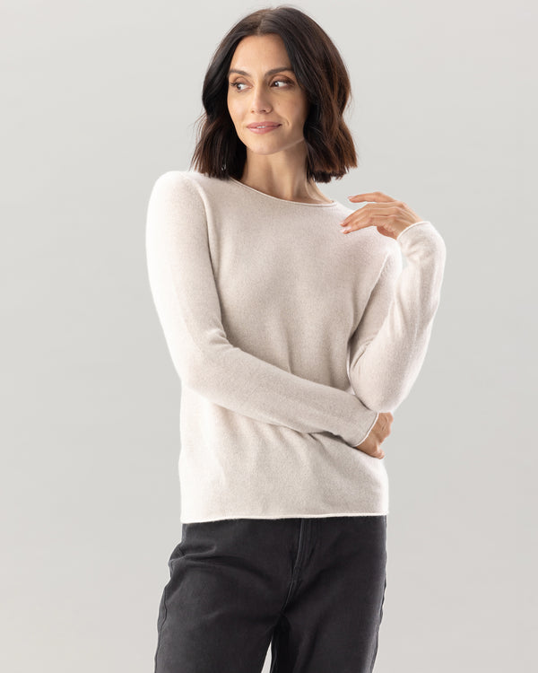 Woman wearing Nomad Sweater in Silver