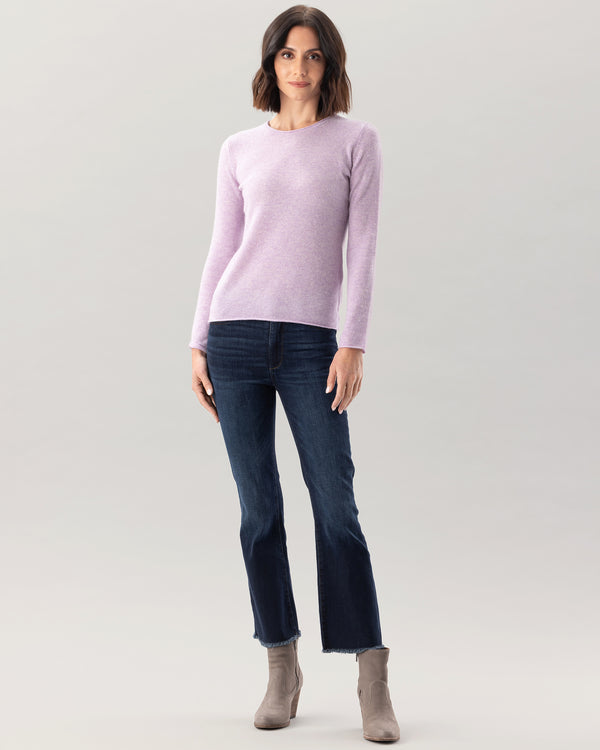 Woman wearing Nomad Sweater in Lavender
