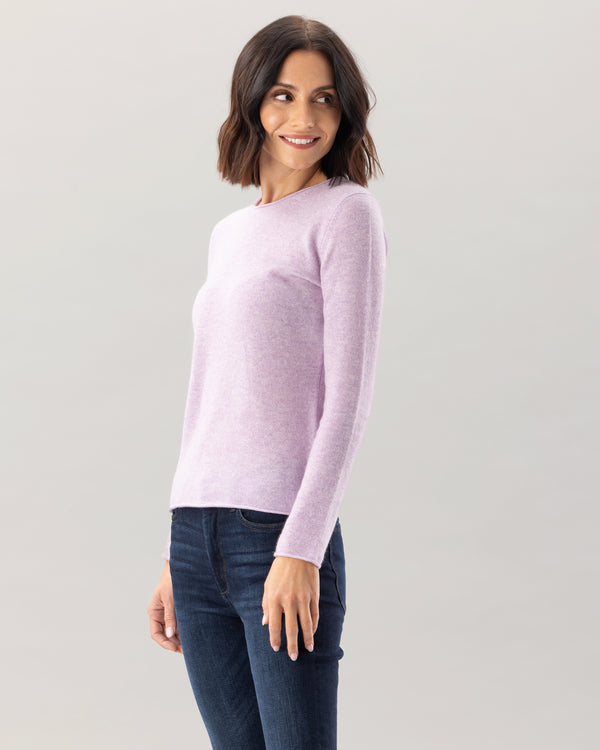 Woman wearing Nomad Sweater in Lavender