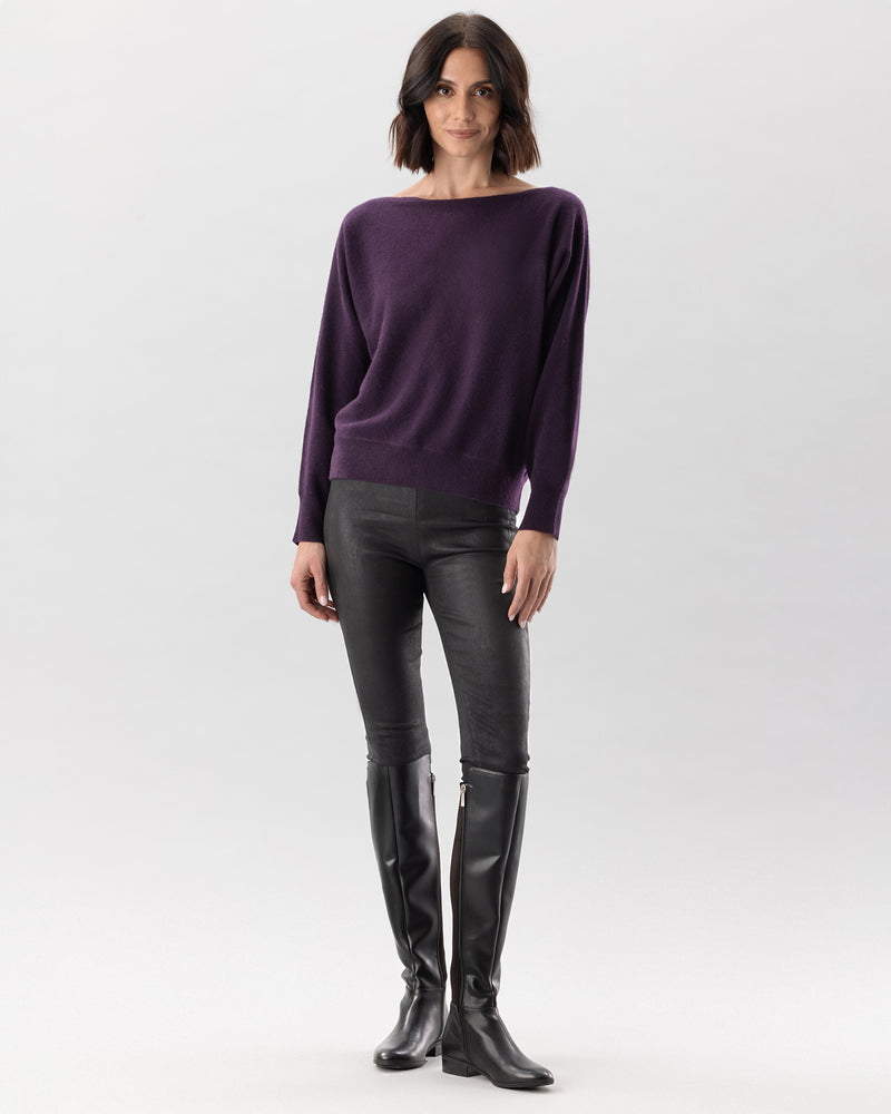 Woman wearing Mulberry Sweater in Currant