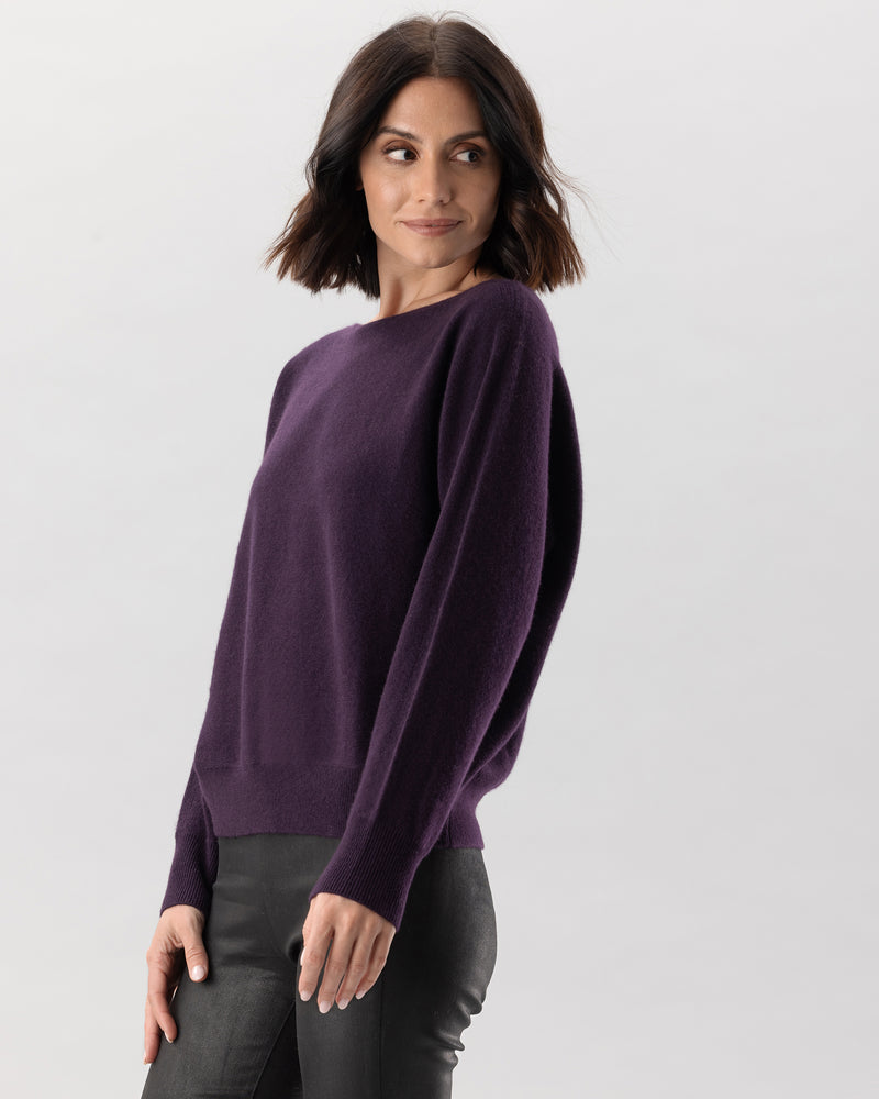 Woman wearing Mulberry Sweater in Currant