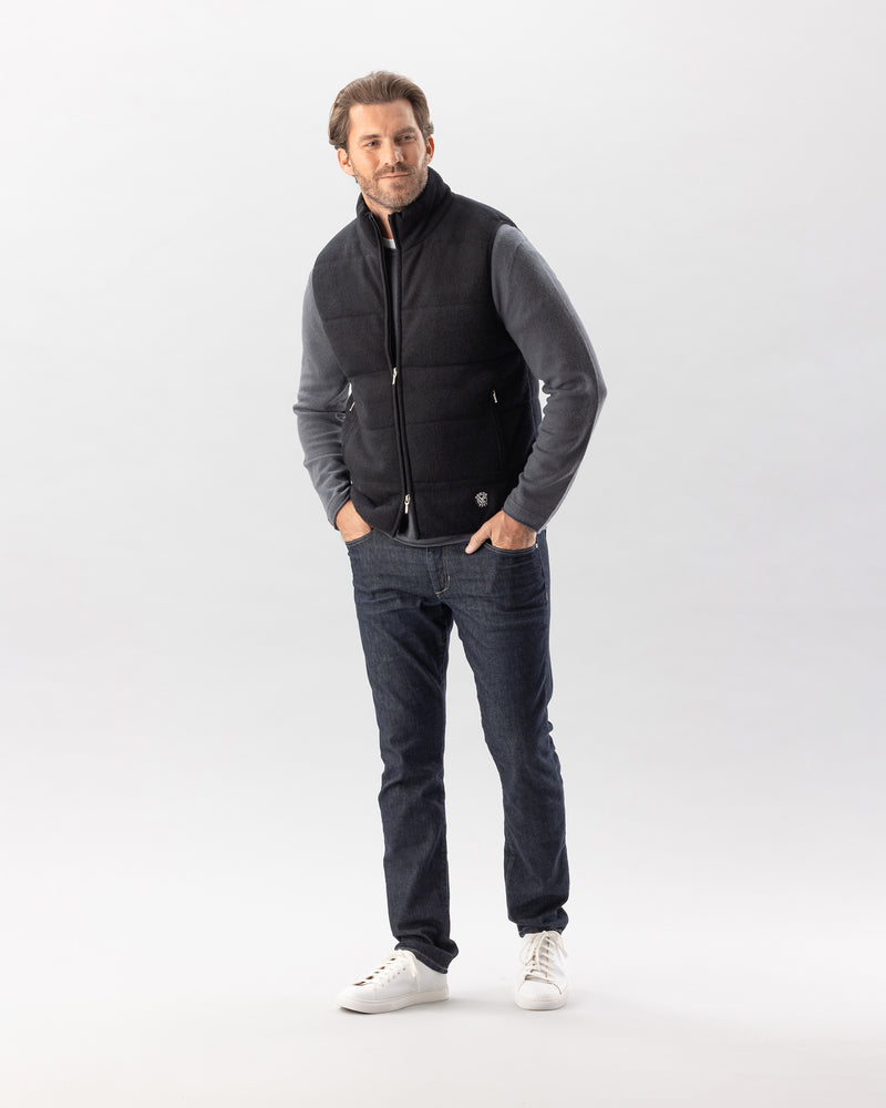 Man wearing Fordham Quilted Vest in Black