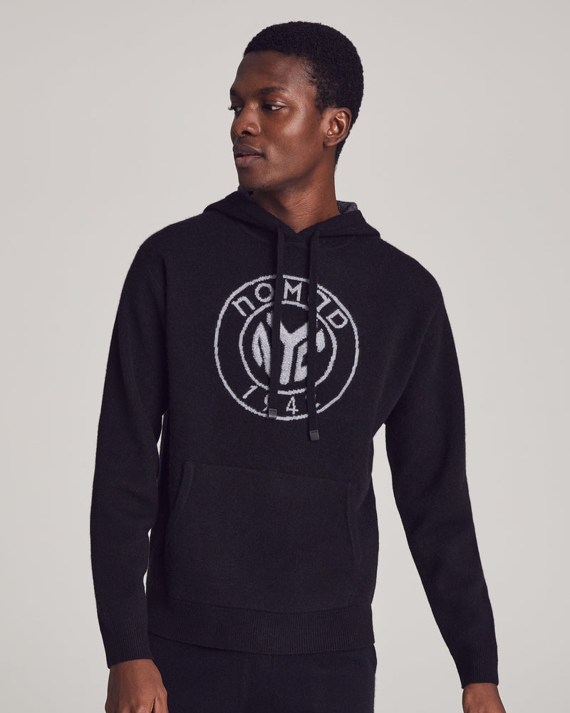 Man wearing Chester Thick Hoodie in Black