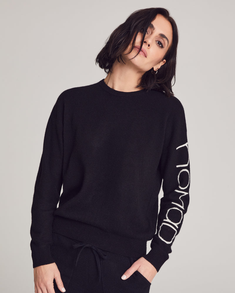 Woman wearing Hewitt Sweater in Black