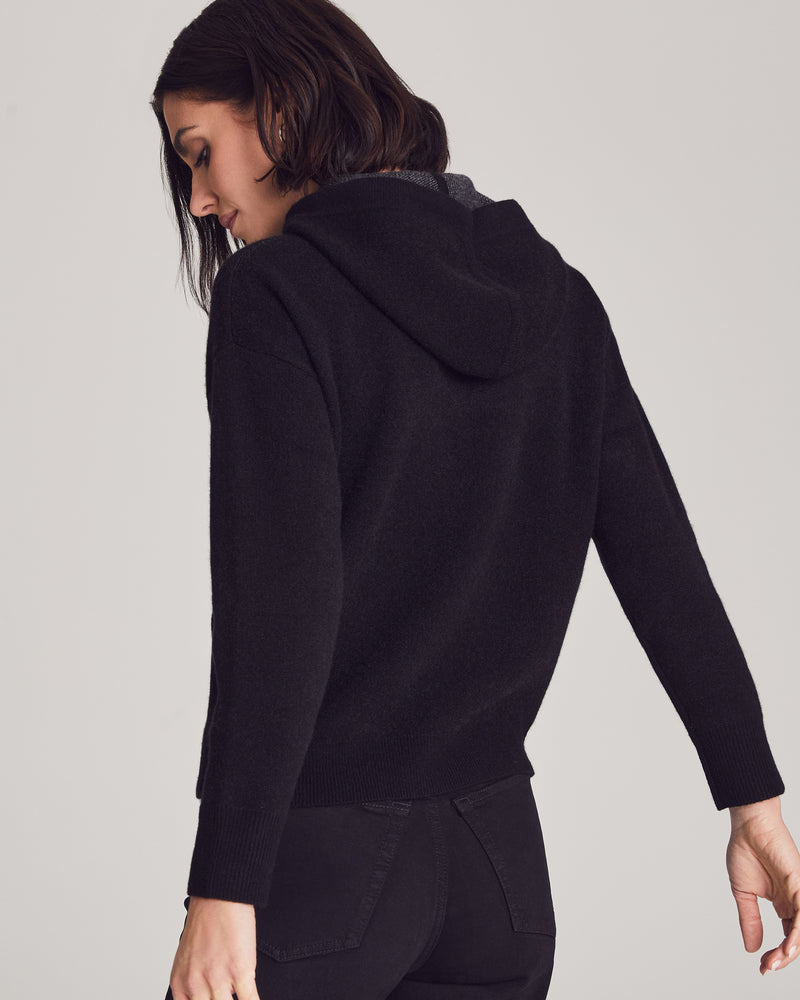 Woman wearing Ellis Thick Hoodie in Black