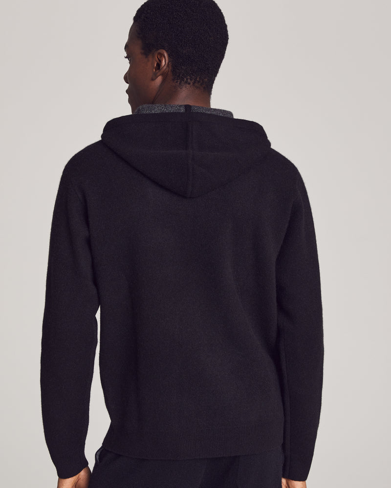 Man wearing Chester Thick Hoodie in Black