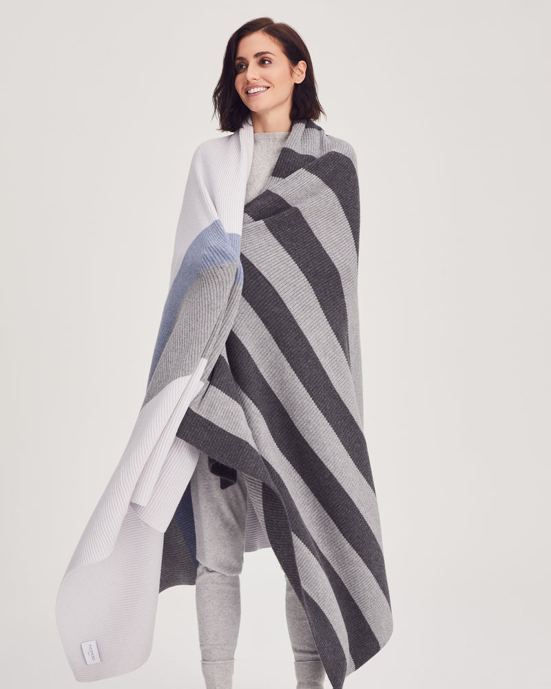 Woman wearing Fulton Throw in Grey