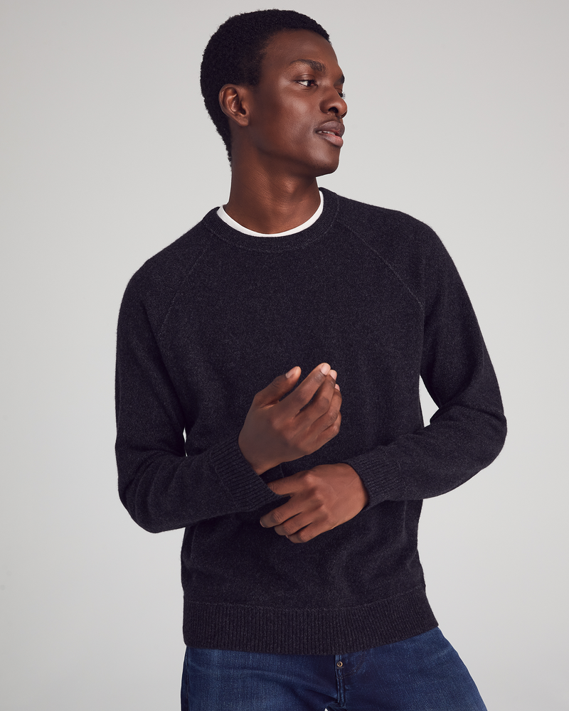 Man wearing Bleecker Sweater in Charcoal