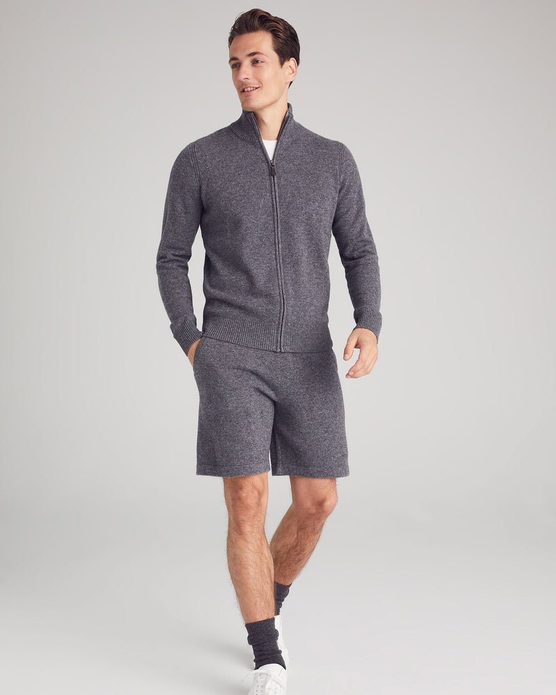 Man wearing Broome Cardigan in slate