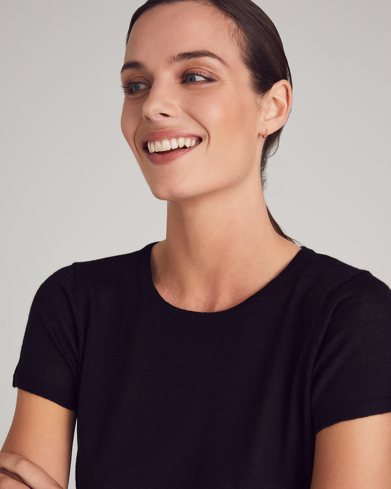Woman wearing Gramercy T-Shirt in Black